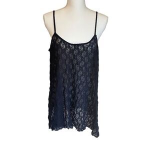 VAL MODE Black Lace Chemise Lingerie Vintage Size XL